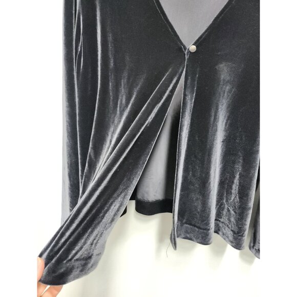 Vintage 90s Spon Ejm Womens Cardigan Size 3X Dark Gray Velvet Whimsygoth Holiday - Picture 5 of 7